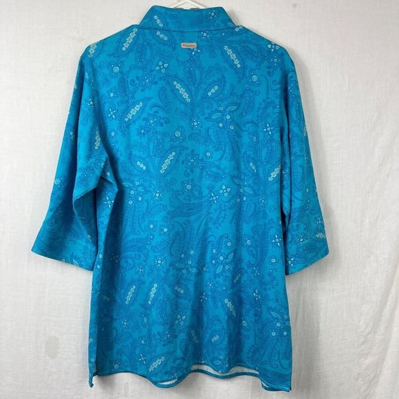 Columbia‎ Sportwear River Resort Silk Cotton Blouse Womens M Retro Paisley Disco - Picture 7 of 12